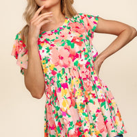 Haptics Floral Peplum Babydoll Blouse