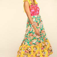 Haptics Floral Color Block Maxi Dress with Pockets