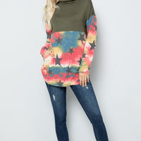 Celeste Full Size Tie-Dye Star Print Long Sleeve Blouse