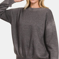 Zenana Full Size Acid Wash Fleece Long Sleeve Sweatshirt