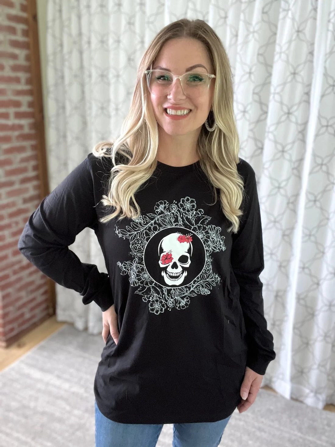 Adorned with Flowers Long Sleeve Tee