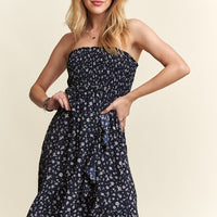 ADORA Smocked Floral Tube Dress with Pockets