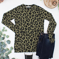 IN STOCK Blair Long Sleeve Top - Olive Animal Print