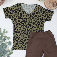 IN STOCK Chloe Cozy Top - Olive Animal Print