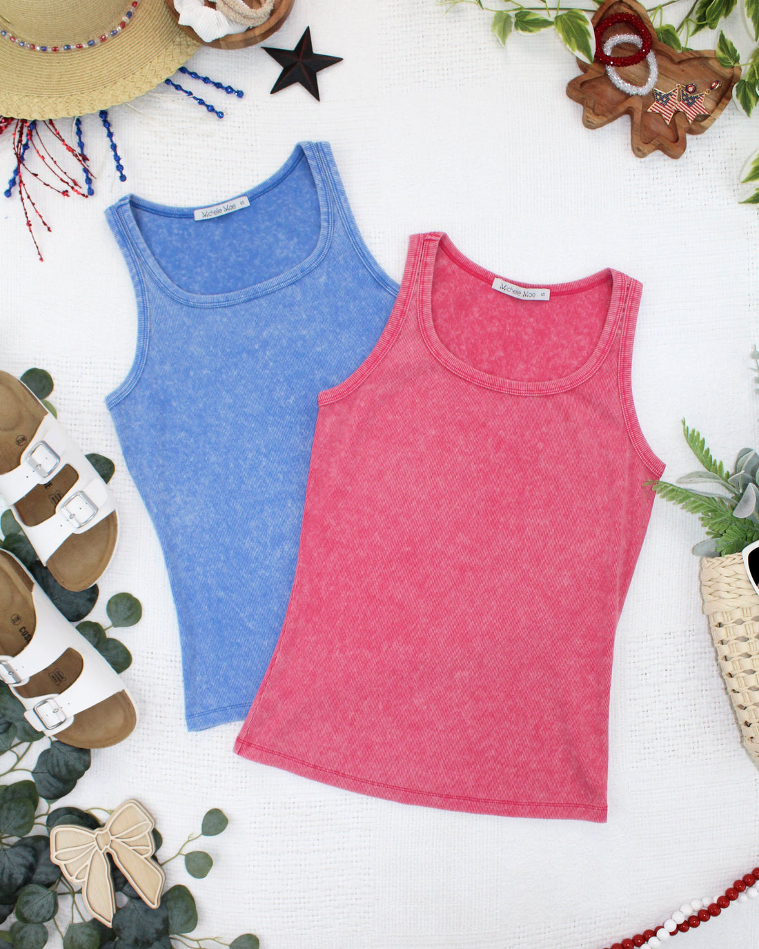 IN STOCK Audrey Vintage Wash Tank - Blue