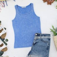 IN STOCK Audrey Vintage Wash Tank - Blue