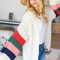 Haptics Full Size Color Block Open Front Cardigan