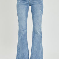 Risen Full Size High Rise Frayed Hem Flare Jeans