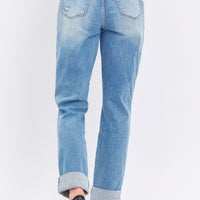 Judy Blue Full Size Distressed Straight Jeans with Patch Pockets