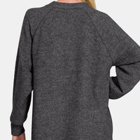 Zenana Full Size Brushed Melange Hacci High-Low Sweater