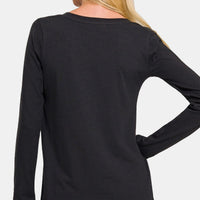 Zenana Full Size V-Neck Long Sleeve T-Shirt