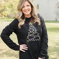 Bright Christmas Tree Long Sleeved Graphic Tee