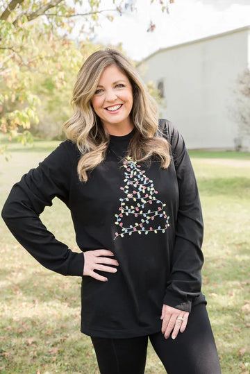 Bright Christmas Tree Long Sleeved Graphic Tee