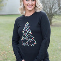 Bright Christmas Tree Long Sleeved Graphic Tee