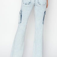 RISEN Full Size High Rise Cargo Flare Jeans