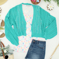 IN STOCK Callie Cropped Cardigan - Aqua FINAL SALE