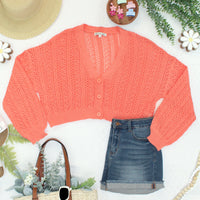IN STOCK Callie Cropped Cardigan - Melon FINAL SALE