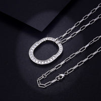 925 Sterling Silver Inlaid Moissanite Pendant Necklace