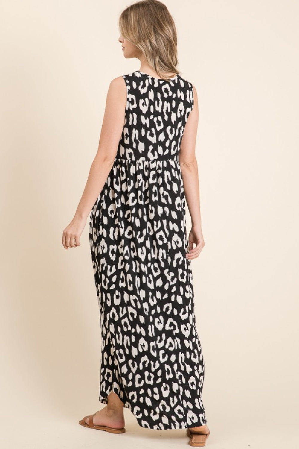 BOMBOM Leopard Maxi Dress with Pockets