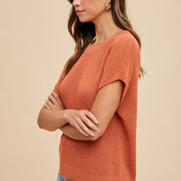 Annie Wear Round Neck Short Sleeve Sweater