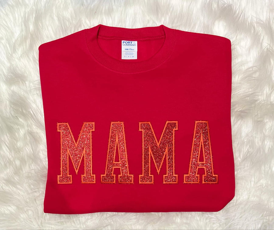 MAMA (RED GLITTER PATCH) RED Sweatshirt