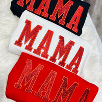 MAMA (RED GLITTER PATCH) WHITE Sweatshirt