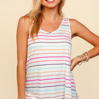 Haptics Round Neck Striped Knit Tank