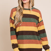 BOMBOM Multi-Color Striped Knit Top