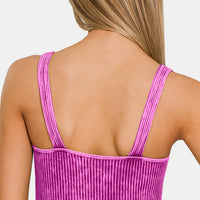 Zenana Washed Ribbed Cropped V-Neck Tank