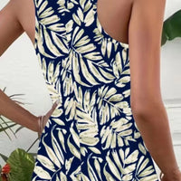 Printed Scoop Neck Wide Strap Mini Dress