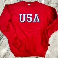 USA GLITTER EMBROIDERED PATCH SWEATSHIRT