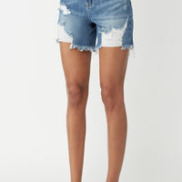 RISEN High Waisted Distressed Denim Shorts