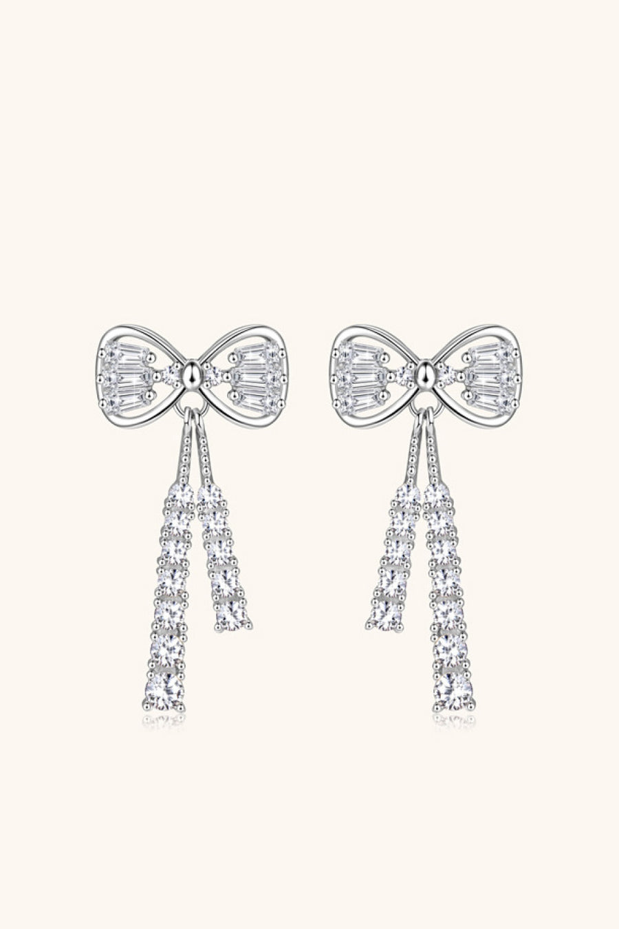 1.12 Carat Moissanite 925 Sterling Silver Bow Earrings