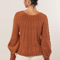 HYFVE Cable-Knit Round Neck Raglan Sleeve Sweater