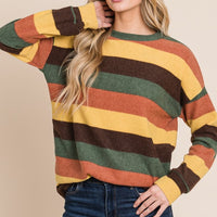 BOMBOM Multi-Color Striped Knit Top