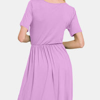 Zenana Surplice Short Sleeve Brushed DTY Dress