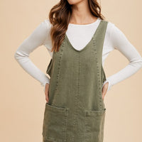 Annie Wear V-Neck Adjustable Strap Denim Overall Dress with Pockets