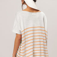 BiBi V Neck Striped Short Sleeve Top