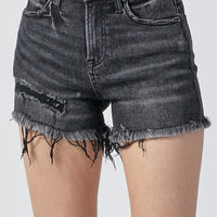 RISEN Raw Hem Denim Shorts with Pockets