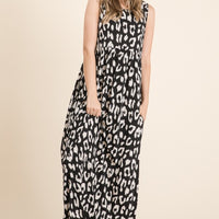 BOMBOM Leopard Maxi Dress with Pockets