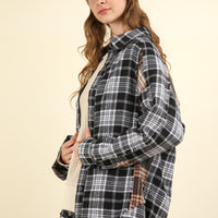 VERY J Contrast Plaid Raw Detail Shirt