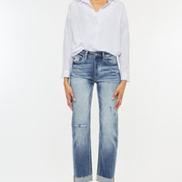 Kancan High Rise Cuffed Straight Jeans