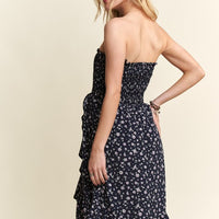 ADORA Smocked Floral Tube Dress with Pockets