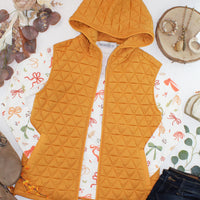 IN STOCK Heather Geometric Hooded Vest - Mustard