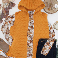 IN STOCK Heather Geometric Hooded Vest - Mustard