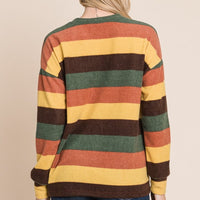 BOMBOM Multi-Color Striped Knit Top