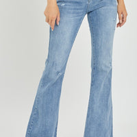 Risen Full Size High Rise Frayed Hem Flare Jeans