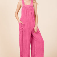 Culture Code Full Size Pocketed Sleeveless Wide Leg Overalls