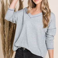 Reborn J V Neck Long Sleeve Top