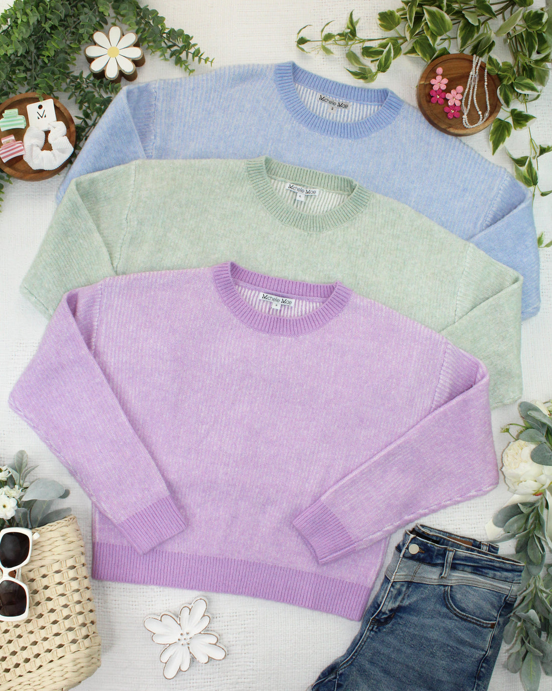 IN STOCK Josie Cozy Crew Sweater - Lavender FINAL SALE